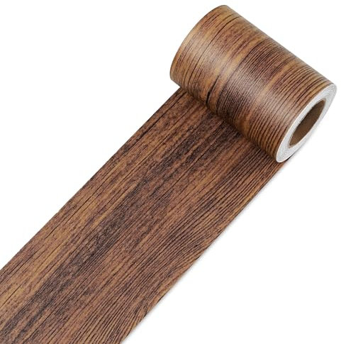 Decotalk Nastro per Legno Cordo Della 7.6X600cm Carta da Parati Adesivo Effetto Legno per Mobili Bordo Adesivo Finto Marrone la Riparazione Nastro per Riparazioni Pavimento Porte Tavolo Cucina