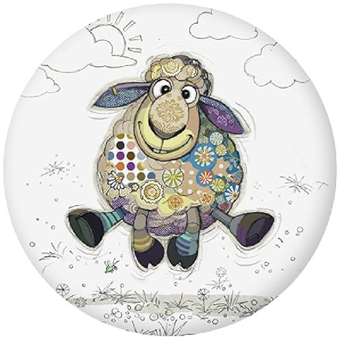 Runder Magnet Tiere und Pflanzen – Motiv Schaf Qui Court – Maße 5,5 cm