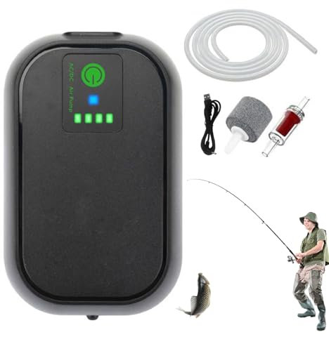 Aerator Rechargeable, aérateur d'appâts - Pompe à air pour l'aquarium - Aérateur de Pompe à air Rechargeable pour Seau d'appâts, pour la pêche en Eau Douce et en Eau salée