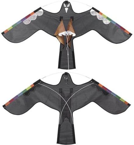 SVCEQZE Vogelschreck Habicht, 120 X 66 cm Fliegender Adle-r Vogelschreck, Vogelscheuche, Ausziehbarer, Vogelabwehr, Simulierter Feder-reflektierender Vogelfalken-Drach-en
