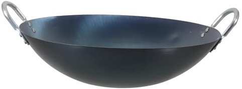 Cabilock Wok de Hierro Doble Asa Sartén de Cocina Antiadherente de Gas Utensilio de Cocina