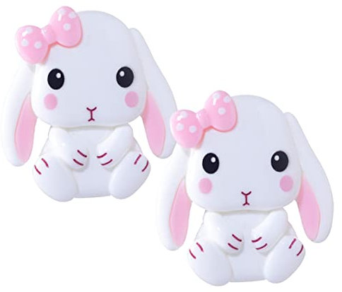 Artibetter 2 Stück DIY Harz Aufkleber Kaninchenform Handgefertigte Dekoration für Handyhüllen Cartoon Resin Bastelmaterialien Weiße Farbvariante