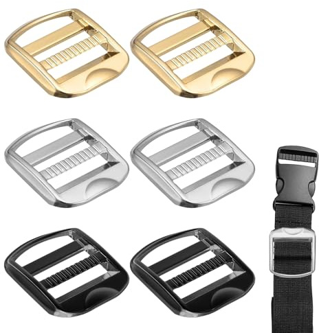 FinalCool Pack of 6 Metal Ladder Buckle Sliders Tri-Glider Metal Adjustable Buckles 19 mm Inner Width for Webbing Backpack Straps Vintage Silver