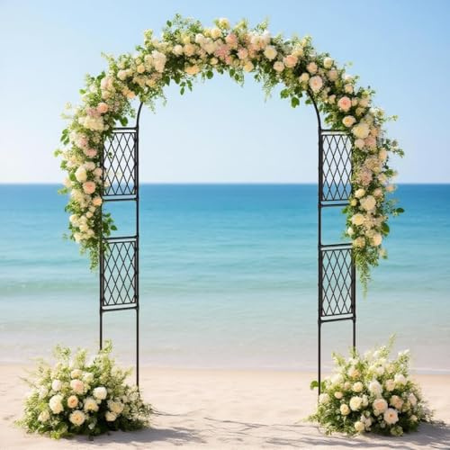 GarveeHome Gartenbogen 220x120/150x40Cm, Stabiler Metall Rosenbogen Mit Pfählen, Rankhilfe Für Kletterpflanzen & Dekoration Für Hochzeitsfeier, Hof & Rasen