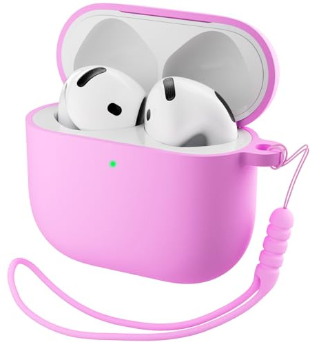 ORNARTO Cover per AirPods 4 Silicone,Antiurto,Rosa Sakura