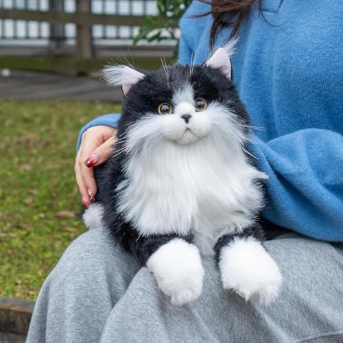Schweres Plüschtier, eine naturgetreue 1,5 kg Plüschkatze mit Weiches,langes Fell,perfekt zum Kuscheln Ein beruhigender Begleiter für Kinder, Erwachsene und ältere Menschen gleichermaßen Schwarz Katze