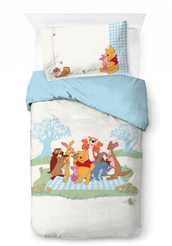 Jay Franco Kids Disney Winnie The Pooh Bettwäsche-Set – Superweiche Bettwäsche mit Kissenbezug, NUR BEZUG, Bettdecke Nicht enthalten, weiß, 2-teilig, Einzelbett