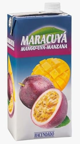 MARACUYA Nettare di Maracuyá, Mango, Uva e Mela, 1 Litro, Succo di Frutta Tropicale, Senza Grassi, pack 4