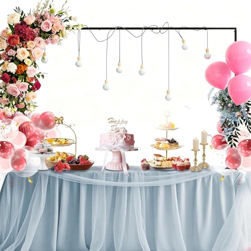 Gxdamxz Dekostange für Tisch Ausziehbar mit Klemmen, Tischstange Gestell Deko Stange 80cm-250cm Länge, Metall Verstellbarer Tischbogenständer für Hochzeit, Partys, Over the Table Rod Stand