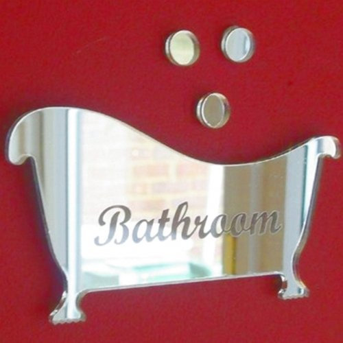 Engraved Bath & Bubbles Mirror Bathroom Door Sign - 12cm x 6cm