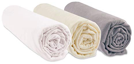 Lot de 3 Draps housse 40x80 cm Extensible pour 40x90 cm Couffin Berceau Nacelle 40 x 80 | Coton Bio | Noisette Blanc Écru | Sommeil sain | Marque Easy Dort | Certifié Oeko Tex | Fabriqué en Europe