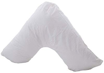 Lancashire Bedding Orthopaedic Duck Feather V Shape Nursing Pregnancy Pillow with White Cover - Back & Neck Support Cushion made in UK