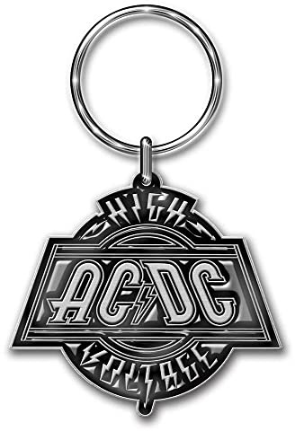 AC/DC Keyring Keychain High Voltage Band Logo Official Metal Size One Size