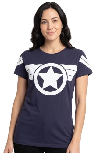 Captain America Super Soldier Women's Navy White T-Shirt