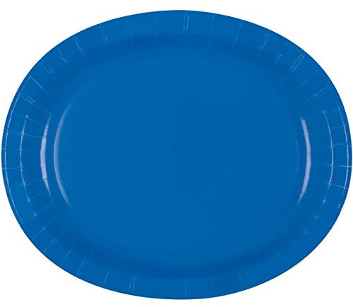 Royal Blue Solid Oval Paper Plates (30cm) Pack of 8 - Elegant & Durable Dinnerware for Parties, Events, and Everyday Use