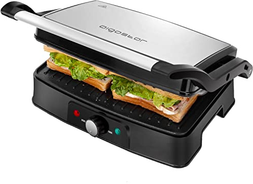 Kontaktgrill,Elektrische Tischgrills,Panini Maker,Sandwich Maker, Elektrogrill, 1500 Watt,Silber