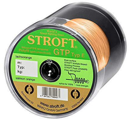 WAKU Stroft Schnur GTP Typ E geflochten lachsorange 500m Typ E4 9,50kg