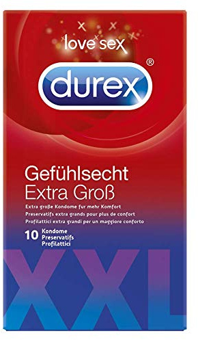 Durex Gefühlsecht Extra Groß Kondome, 10 Stück