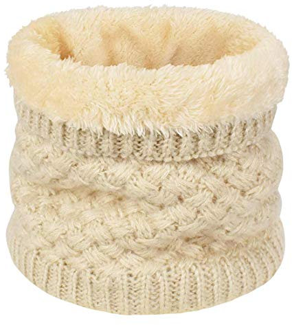 Yuson Girl Women knitted Snood Scarf Loop Infinity fur Neckerchief Lady Neck Warmer Wrap Scarves (Beige)