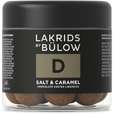LAKRIDS BY BÜLOW - D - Salt & Caramel - 125g - Dänische Gourmet Lakritz-Kugeln - Süßer Lakritzkern umhüllt von Karamell-Schokolade & Meersalz