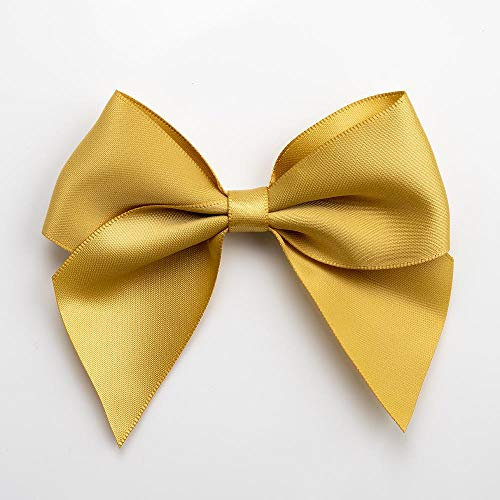 Italian Options Large Satin Ribbon Bows Self-Adhesive Fabric Bow Decorations for Gift Wrapping Hampers Cake Decoration Hair Bows Crafts Crafting Gold 6 Pack 10 cm