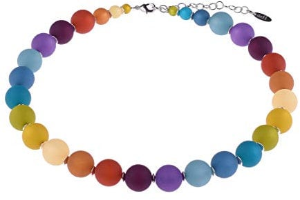 Adi Modeschmuck Polariskette 'Mayla', klassische Kugelkette aus 14mm original italienischen Polaris Perlen, handgefertigt in Berlin (Bunt)