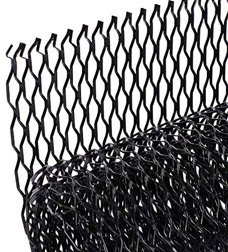 AggAuto 100×33cm Negro Rejilla de carreras, Tamaño del Gaviota de 8×25mm, rejilla estirada de aleación de aluminio, ajuste universal rejilla del radiador del automóvil