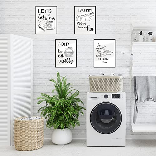 SUPERDANT 4pcs Wäschereien Wandkunst Dekor Malerei Leinwand Wandkunst Waschküche Spaß Leinwand Hängende Wäschereien Wandkunstdrucke Druck Kunstwerk Wanddeko Ungerahmt 25x20cm