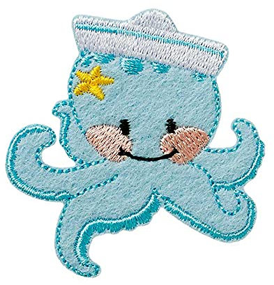 Octopus Tier - Aufnäher, Bügelbild, Aufbügler, Applikationen, Patches, Flicken, zum aufbügeln, Größe: 5,1 x 5,6 cm