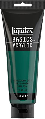 Liquitex 88700226 Basics - Peinture acrylique, peinture artistique monopigmentée, résistante à la lumière, qualité archive, finition satinée, tube de 250 ml - Vert Phtalocyanine