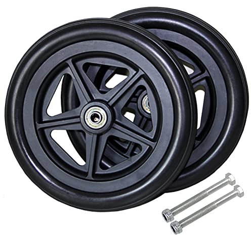 LIGUOYI 6,7,8 Zoll Ersatzräder Rollstuhl Vorderrad, 2 Stück Ersatz Lenkrollen Für Rollstuhl, Vollgummi Ersatz Vorder Räder, 150mm 170mm 190mm, Mit Lager En Montageschrauben, Rollstuhlräder Ersatz