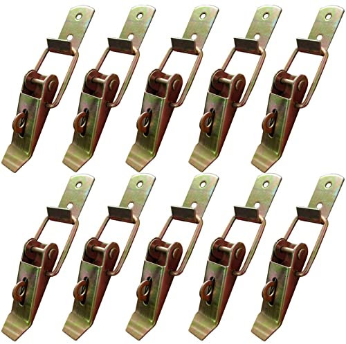 Cierre de Palanca, Cierre para Cajas de Madera Cerradura Caja Madera Cierre Falleba Para Cajas de Herramientas, Cajas, Maletas(Galvanizado Amarillo) 10PCS