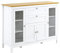 HOMCOM Aparador de Cocina con Armario 2 Cajones 2 Puertas de Vidrio y Estantes Ajustables Muebles Auxiliar de Almacenaje para Comedor Salón 120x40x90 cm Blanco
