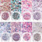 GZMAYUEN Paillettes Glitter Per Unghie 8Pcs Brillantini Per Decorazioni Viola Color Glitter Flakes Unghie Nail Art Set