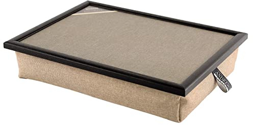 Andrews Living Knietablett mit Kissen – Laptopkissen für Sofa & Bett (Dunkelbeige)