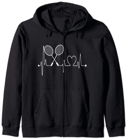 Badminton Heartbeat EKG Lustiges Badminton-Spieler-Kostüm Kapuzenjacke
