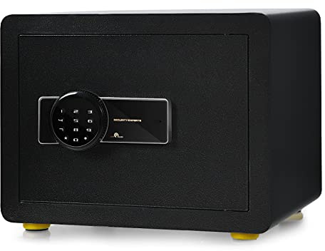 GOPLUS Elektronischer Safe, Feuerfester Möbeltresor mit Zahlenschloss, Schlüssel & Alarmsystem, Wandsafe mit 3 Schlossbolzen & Abnehmbarem Regal für Bargeld & Schmuck, Stahlsafe für Zuhause & Büro
