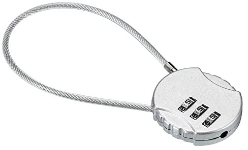 PATIKIL Combination Serrure 8 Pouce, 3 Chiffres Extérieur Cadenas à Code Etanche avec Câble Métallique pour Bagages Salle de Sport Casier Clôture Boîte à Outils Sac à Dos, Argenté