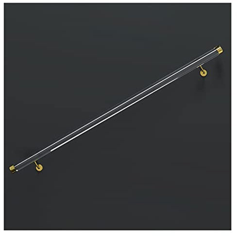 Handlauf 1m 2m 3m 4m 5m 6m Klarer Acrylglas Handlauf Für Innentreppen - Rutschfest Transparenter Treppenhandlauf, Geländer Für Wandmontage Mit Goldenen/silbernen Halterungen ( Color : Golden Brackets