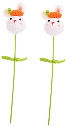 ibasenice 2st Gestrickter Hase Gestrickte Blumen Kaninchen Häkeln Plüschtierpuppe Plüschkaninchenspielzeug Hasenblume Häkeln Plüsch Osterhase Hasenstrauß Häkeln Plüschhase Handbuch Polyester