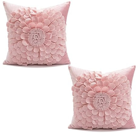 VanderHOME Dekorativer Kissenbezug, Hochwertige Holländische Samt Super Weiche Kissenhülle Mit Verstecktem Reißverschluss, Moderne Zimmer Sofa Stuhl Auto Garten Dekoration 45 * 45CM-Rosa-2pcs