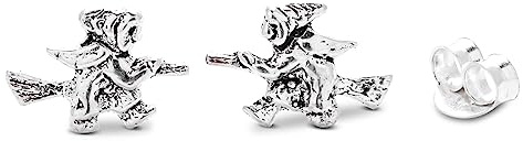 WINDALF Glücks Ohrstecker ZULI 9 mm Kleine Hexen Hexenschmuck Vintage 925 Sterlingsilber