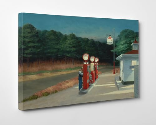 ShopArt – Tableau peinture effet brossage – Edward Hopper Gas – Impression Fine Art sur toile haute définition prêt à accrocher (60 x 90 cm)