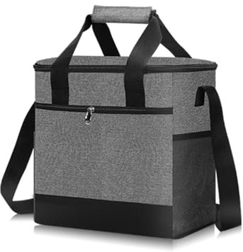 BNEI Nevera Isotérmica, 18 Litros/26 litros, Fiambrera Isotérmica Portátil para Uso Diario y Picnics, Azul Marino/Gris/Negro (Grey,18L)