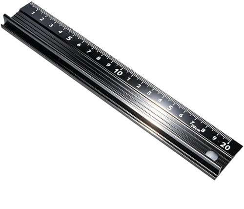 ANKROYU L-Förmiges Schneidelineal aus Aluminium, 45cm - Rutschfester Gummifuß & Integrierte Sicherheitskante für Präzises Messen & Schneiden von Papier, Stoff und Karton