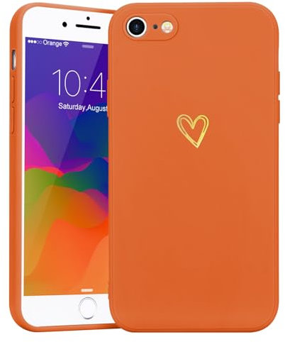 Lafunda Handyhülle Kompatibel mit iPhone 7/iPhone 8/iPhone SE2020/SE2022 Hülle Mädchen süß Herz Schutzhülle mit Kameraschutz stoßfest UltraDünn Silikon Case für iPhone 7/8/SE2020/SE2022 Orange