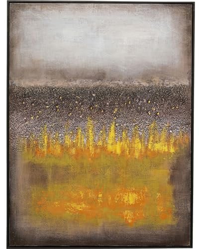 Kare Design Leinwandbild Vista Gelb, Wandbild, Leinwand, Acrylfarbe, handgemalt, Unikat, Abstrakt, Modern, Wohnzimmer, Schlafzimmer, Flur, 122x92 cm (L/B)