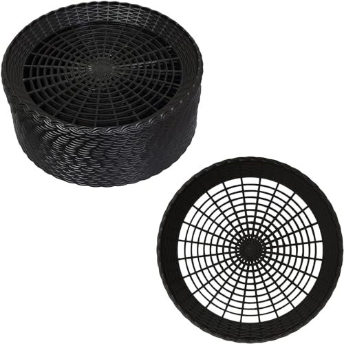 Young Wolf 24Pcs Heavy Duty Plastic Paper Plate Holders Woven Paper Plate Holder for Kitchen Outdoor Picnic (Black)