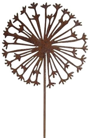 Generisch Beetstecker Pusteblume incl. Stab 34 x 10 cm, Blüte 10 x 10 cm Metall Rost Stecker Figur Deko GTT J079