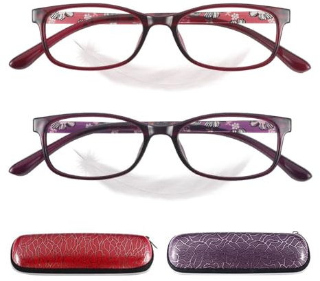 JiSoo Reading Glasses Women - Small Ladies Reading Glasses, Flexible Lightweight Cute Womens Readers 2Pack